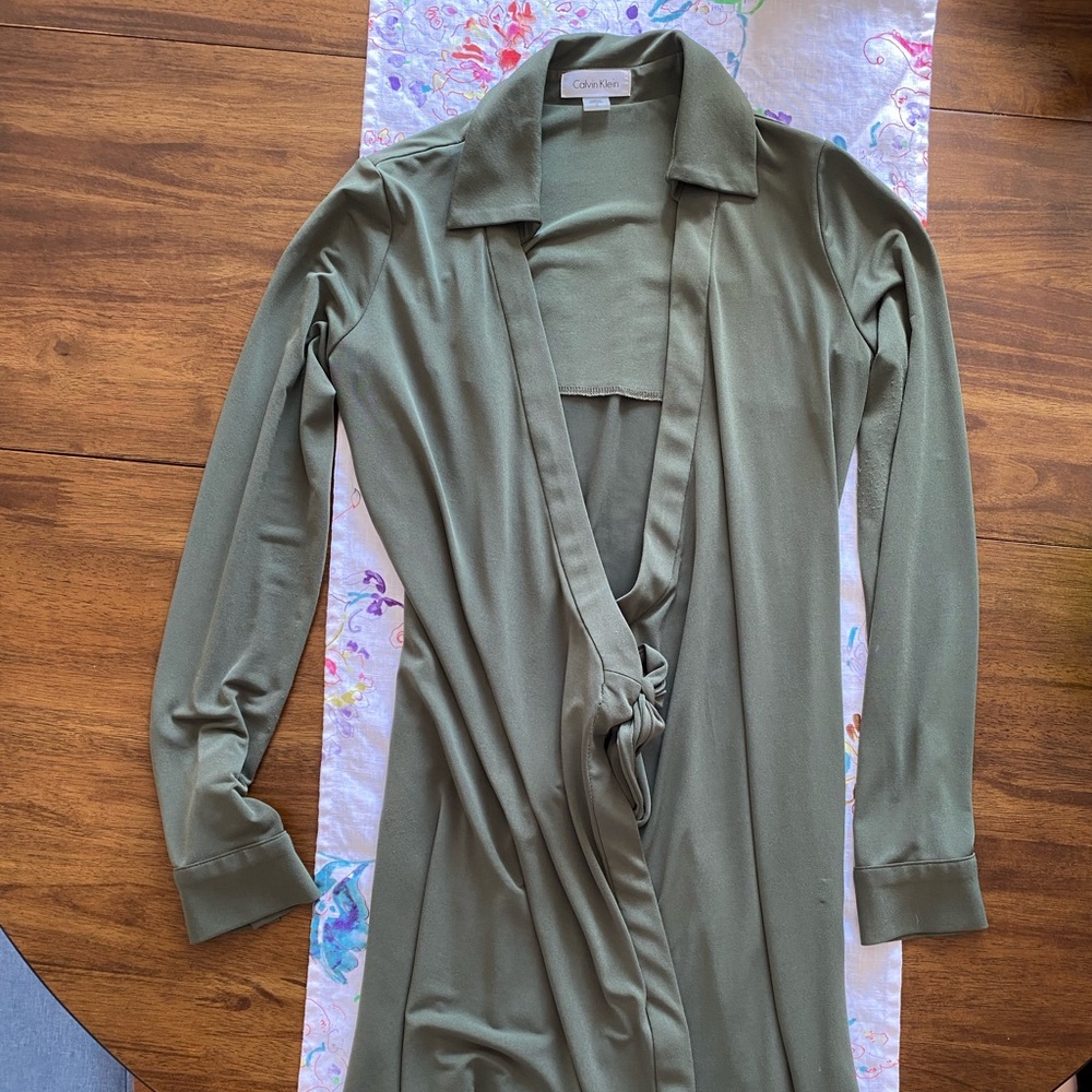Calvin Klein Olive green wrap dress